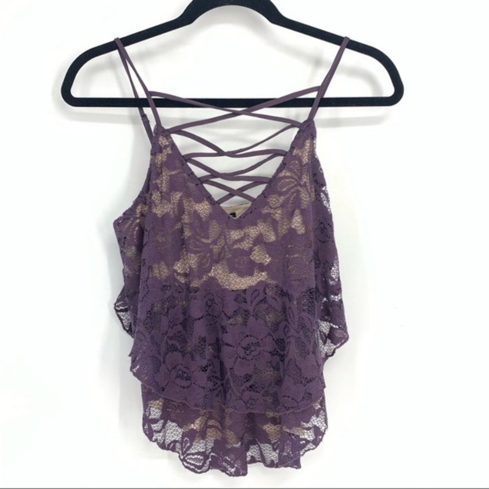 Express Purple Lace Crop Top